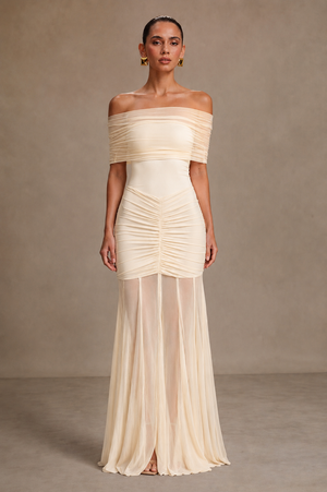 Mesh Off Shoulder Maxi Dress