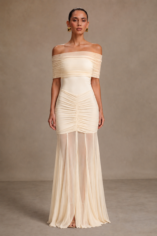 Mesh Off Shoulder Maxi Dress