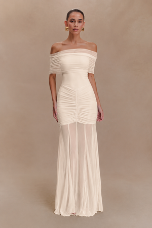 Mesh Off Shoulder Maxi Dress