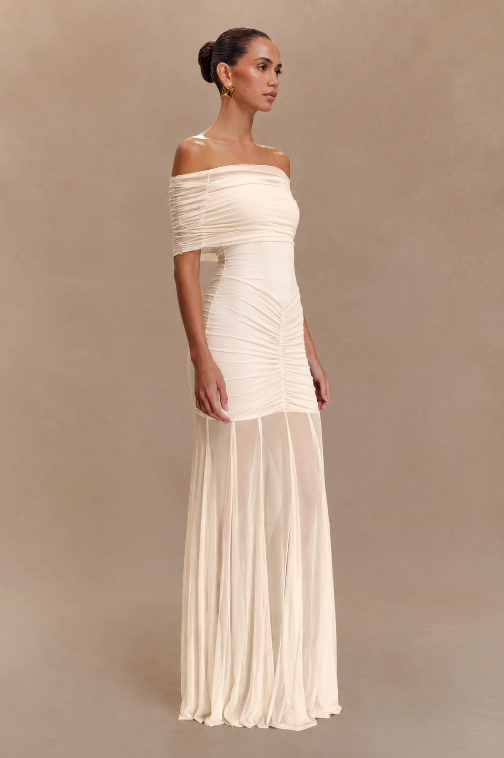 Mesh Off Shoulder Maxi Dress