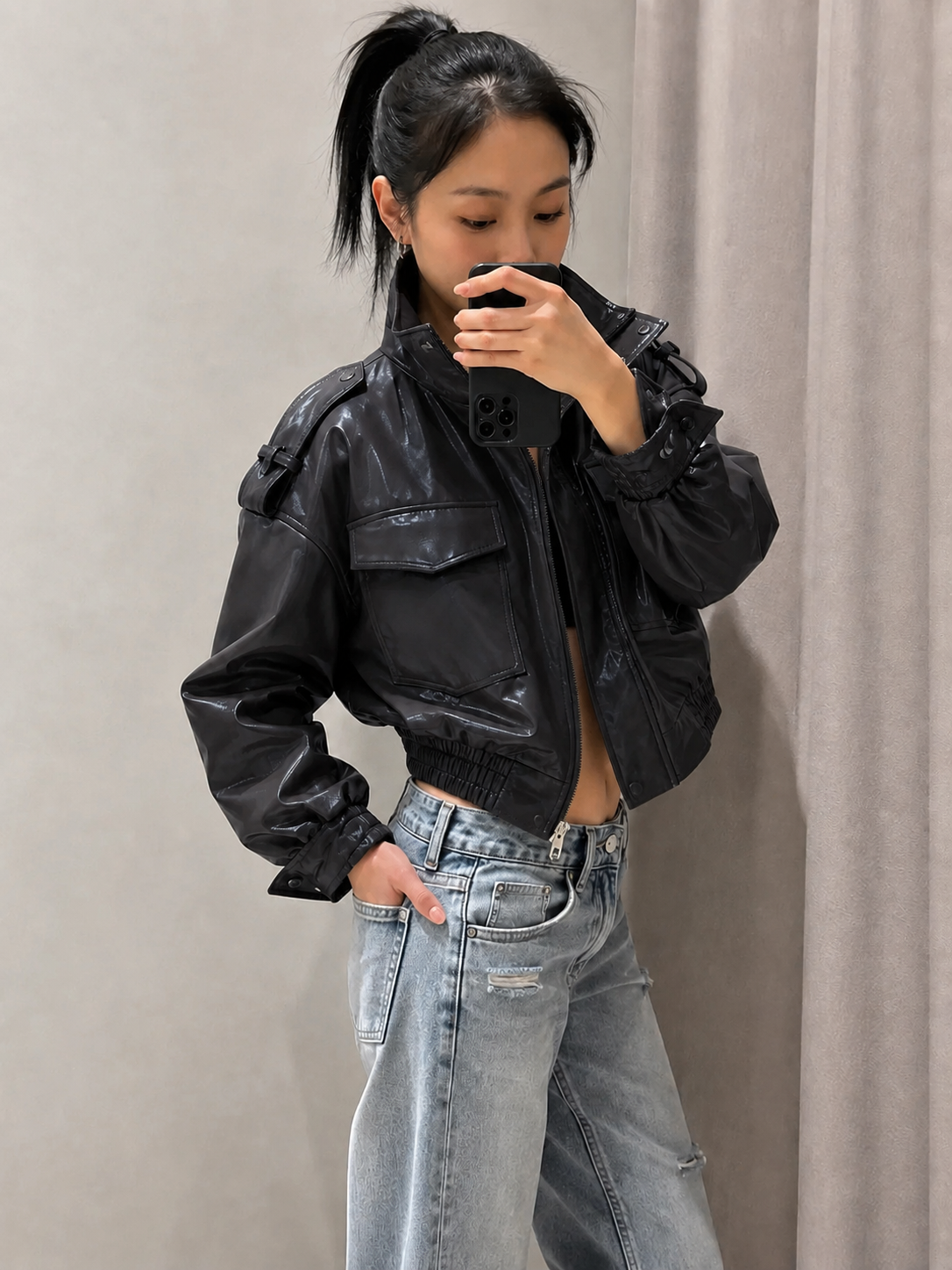 Luna Cropped Leather Jacket