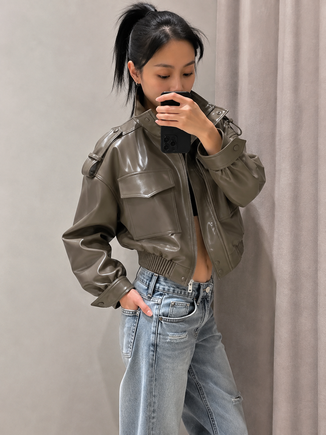 Luna Cropped Leather Jacket