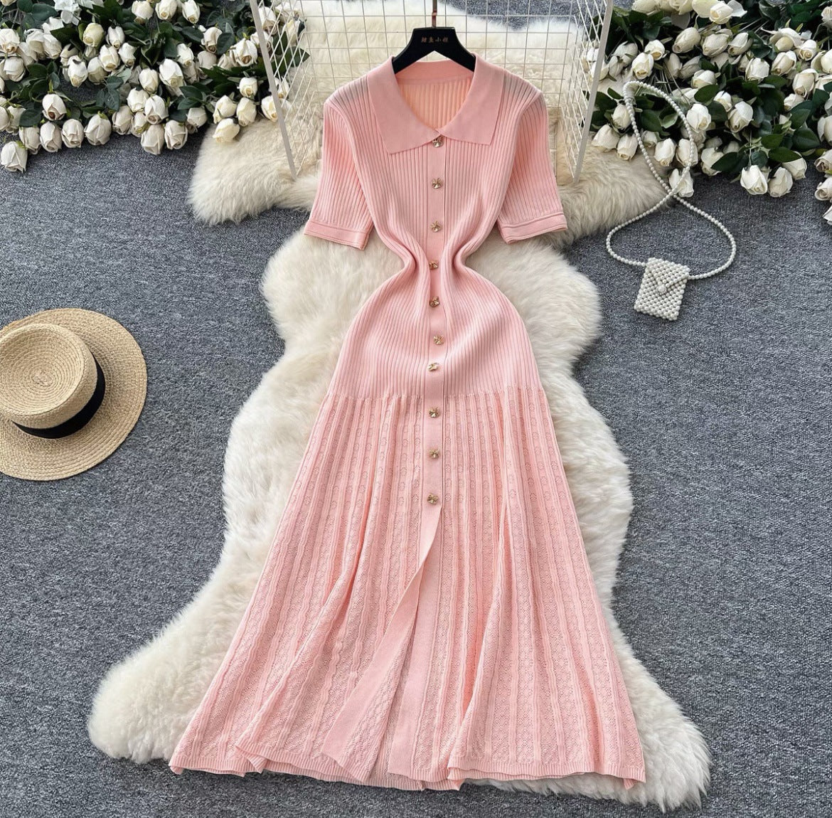 Luxe Polo Knit Sweater Dress