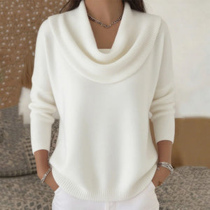 Elara Draped Collar Knit Sweater