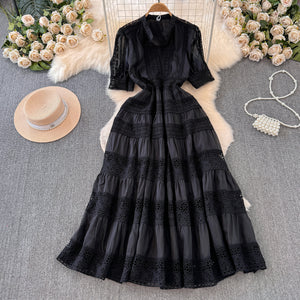 Elegant Lace Tiered Maxi Dress