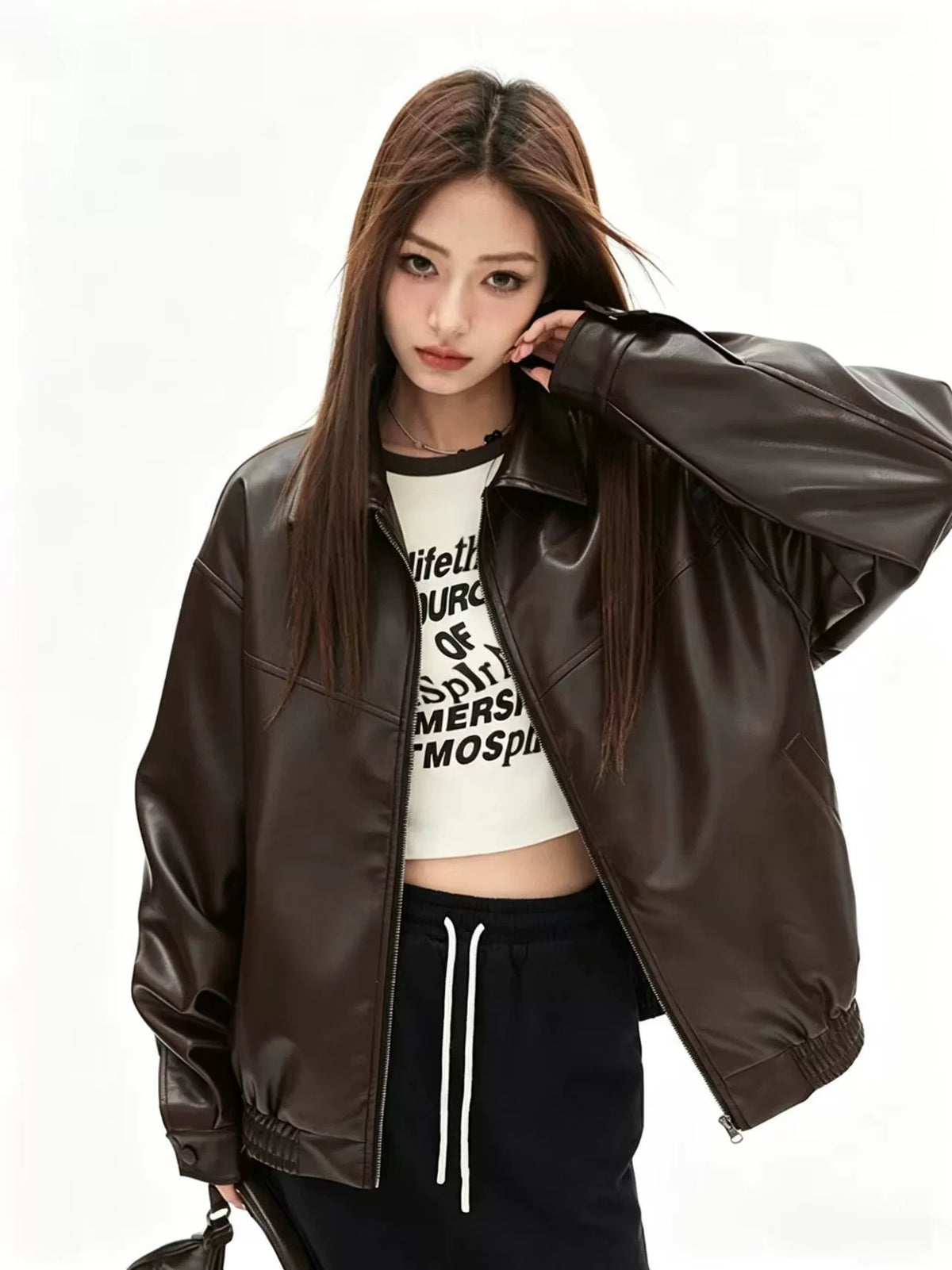 Zip-Up Leather Jacket