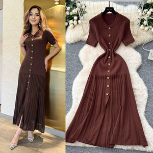Luxe Polo Knit Sweater Dress