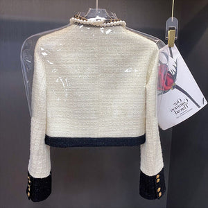 Contrast Trim Tweed Jacket and Pant