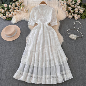 Elegant Lace Tiered Maxi Dress