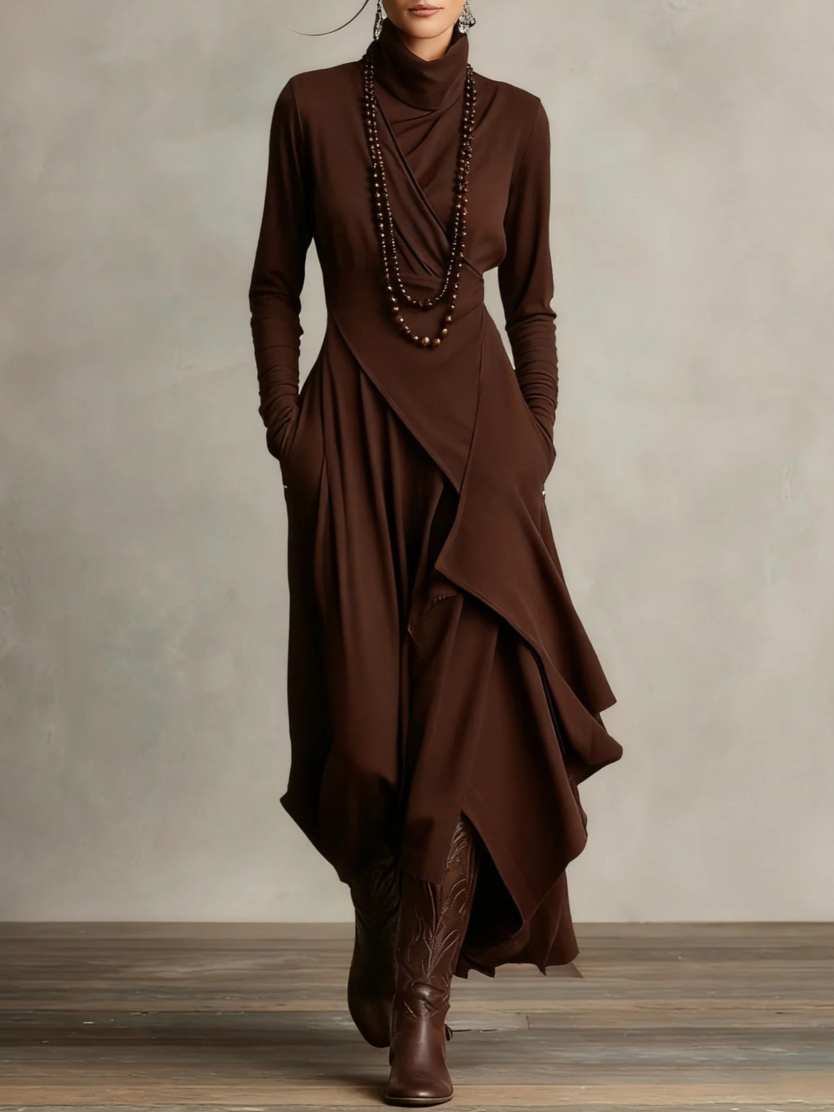Layered Turtleneck Maxi