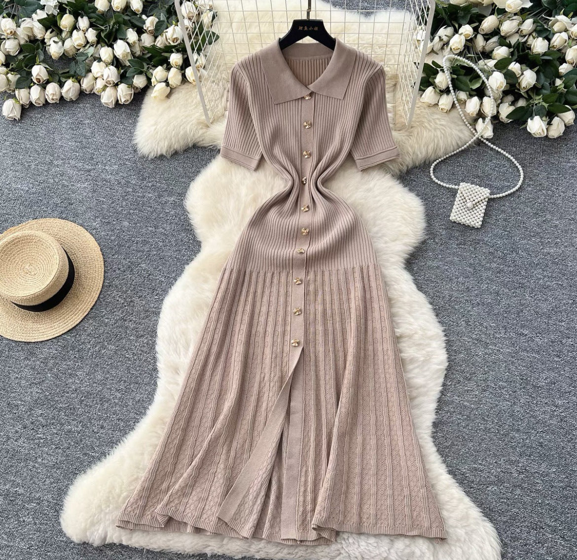 Luxe Polo Knit Sweater Dress