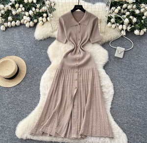 Luxe Polo Knit Sweater Dress