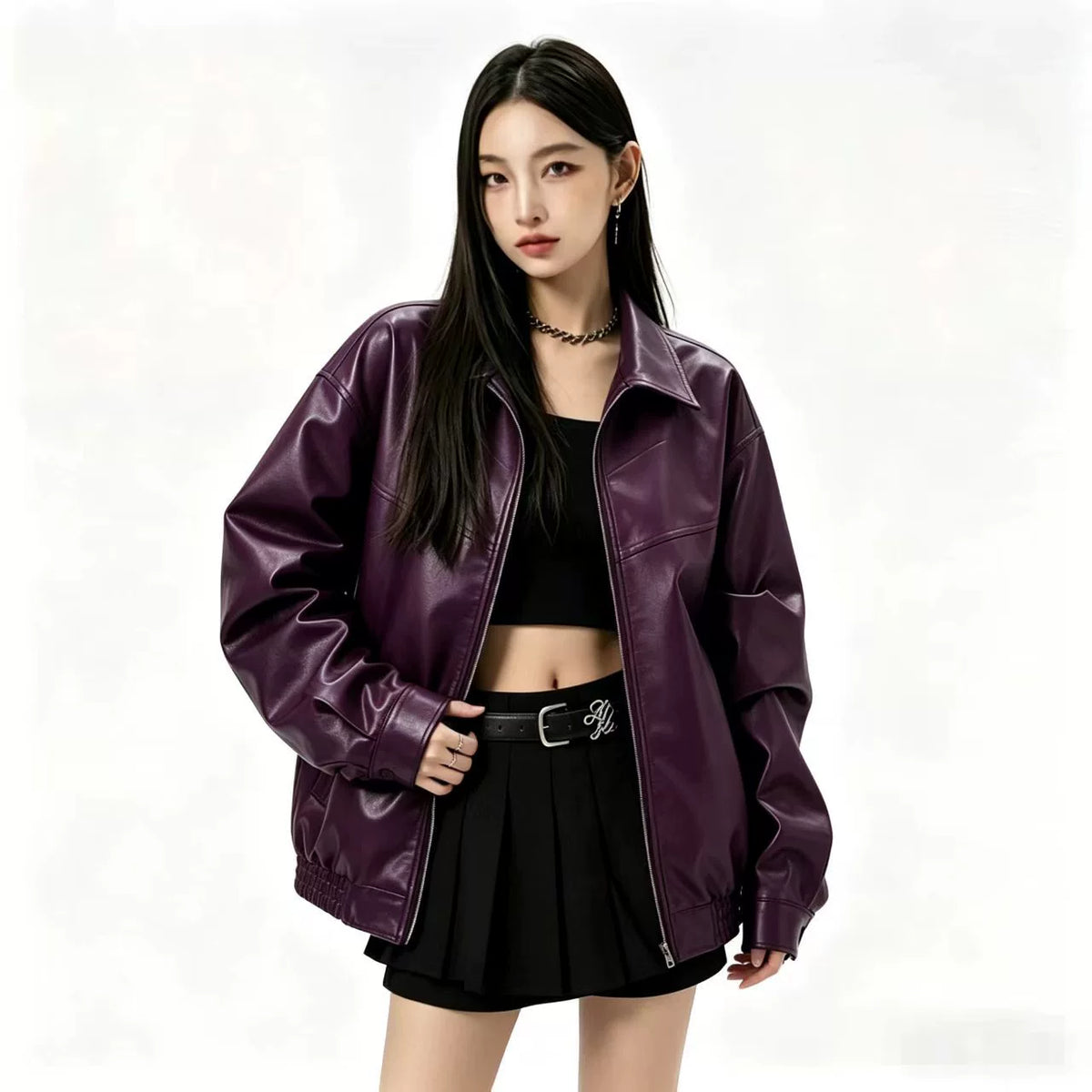Zip-Up Leather Jacket