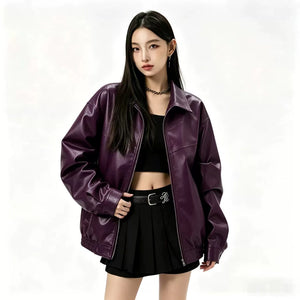 Zip-Up Leather Jacket
