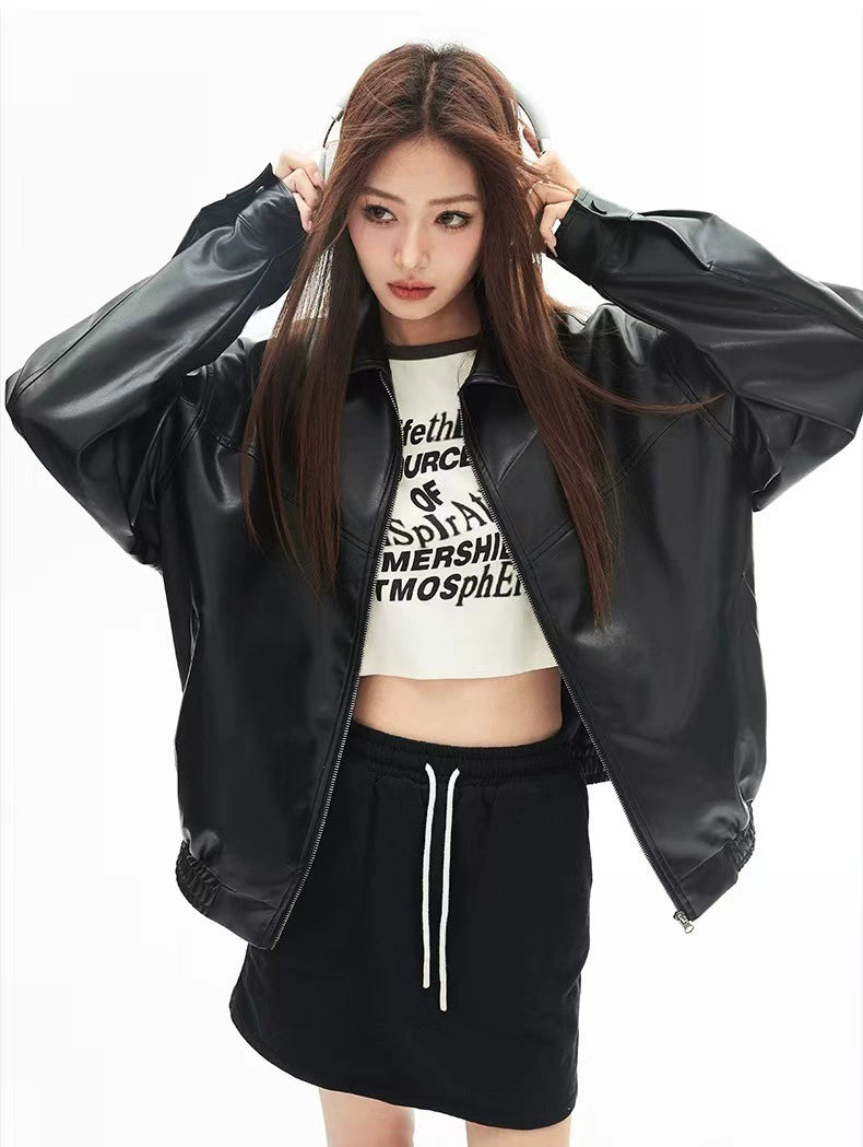 Zip-Up Leather Jacket