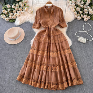 Elegant Lace Tiered Maxi Dress