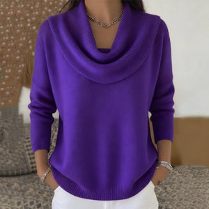 Elara Draped Collar Knit Sweater