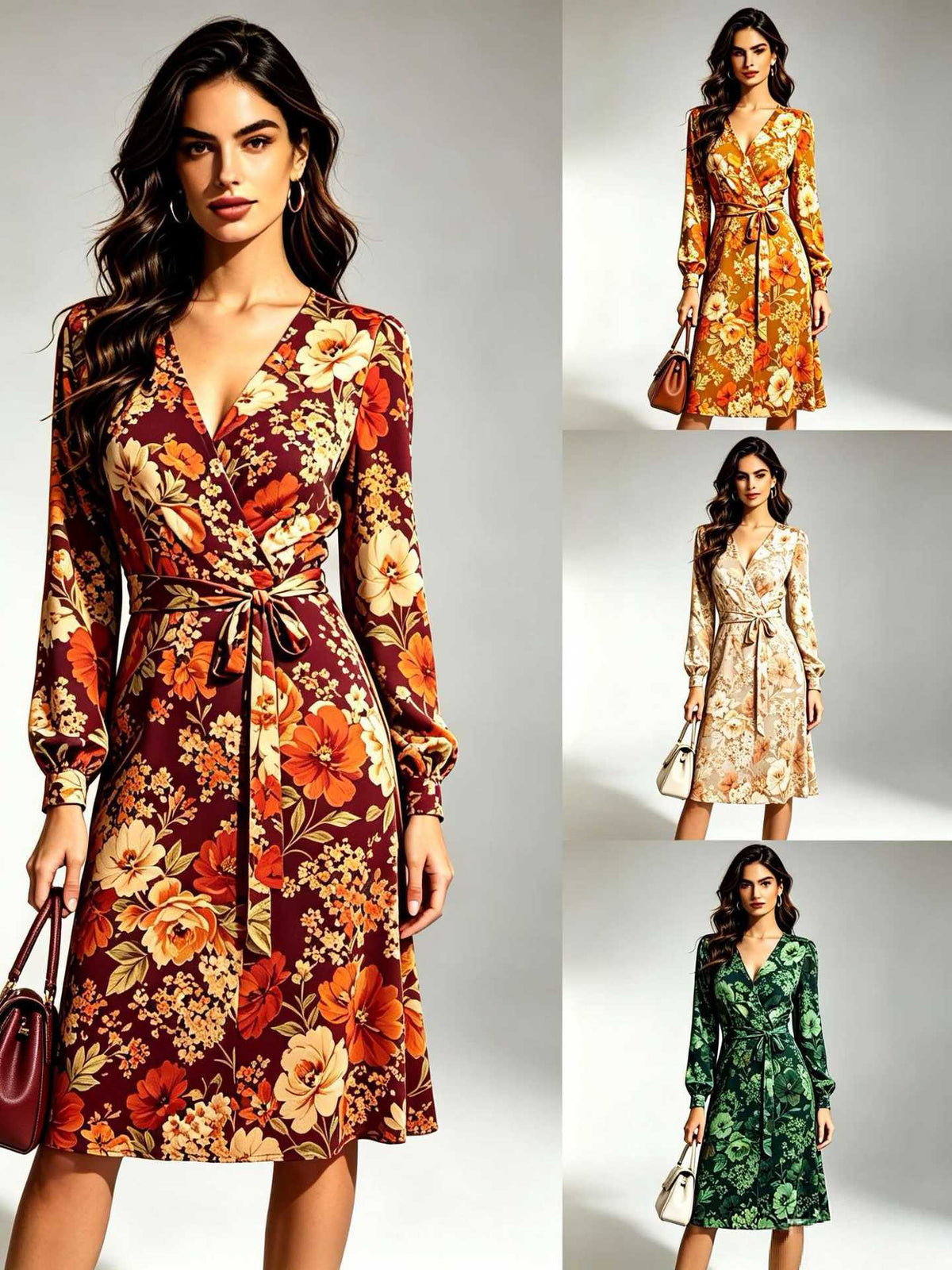 Autumn Bloom Wrap Dress