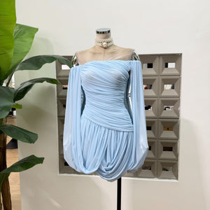 Off-Shoulder Ruched Mini Dress