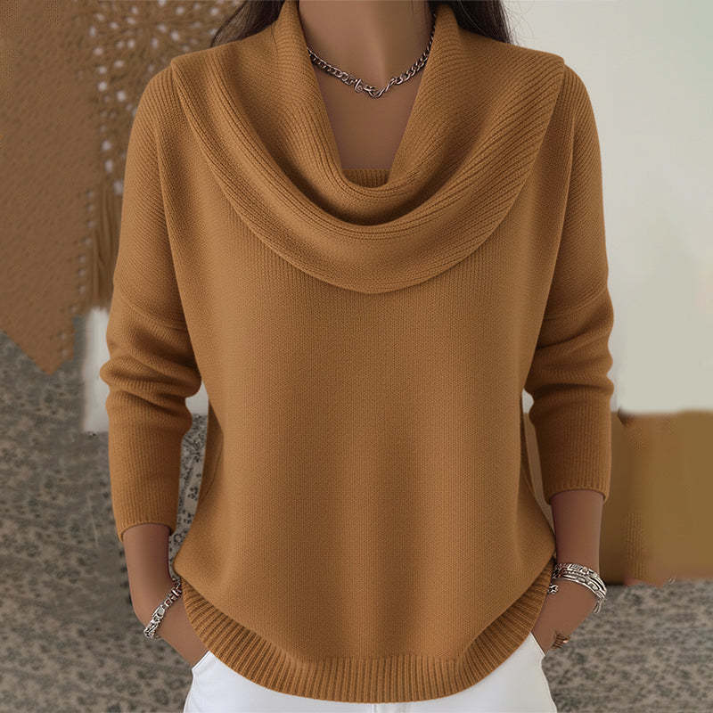 Elara Draped Collar Knit Sweater
