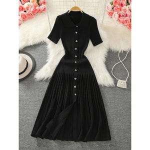 Luxe Polo Knit Sweater Dress