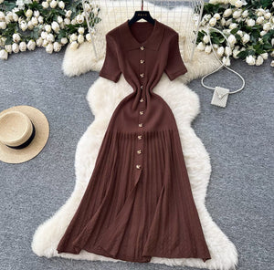 Luxe Polo Knit Sweater Dress