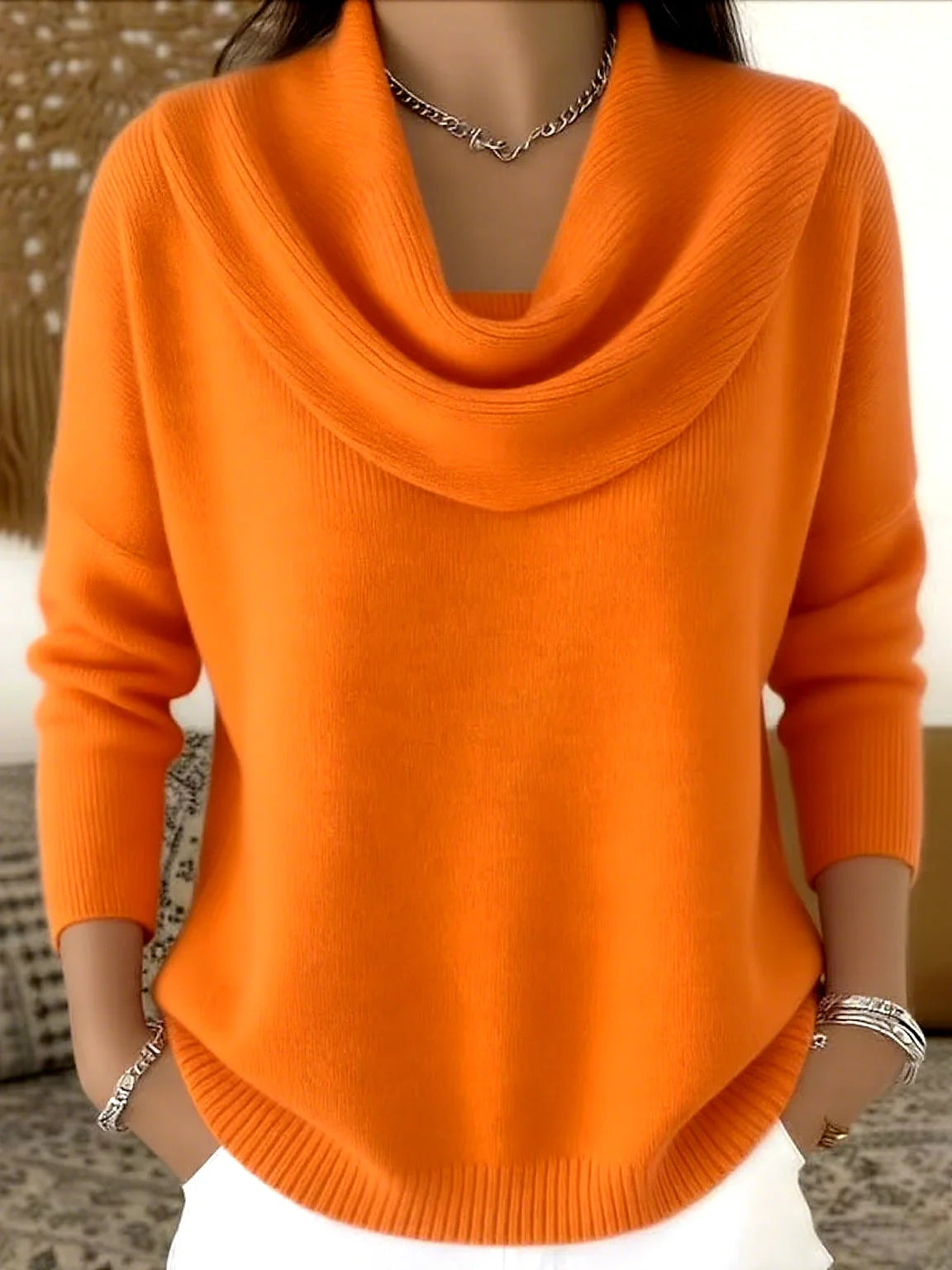 Elara Draped Collar Knit Sweater