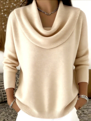 Elara Draped Collar Knit Sweater