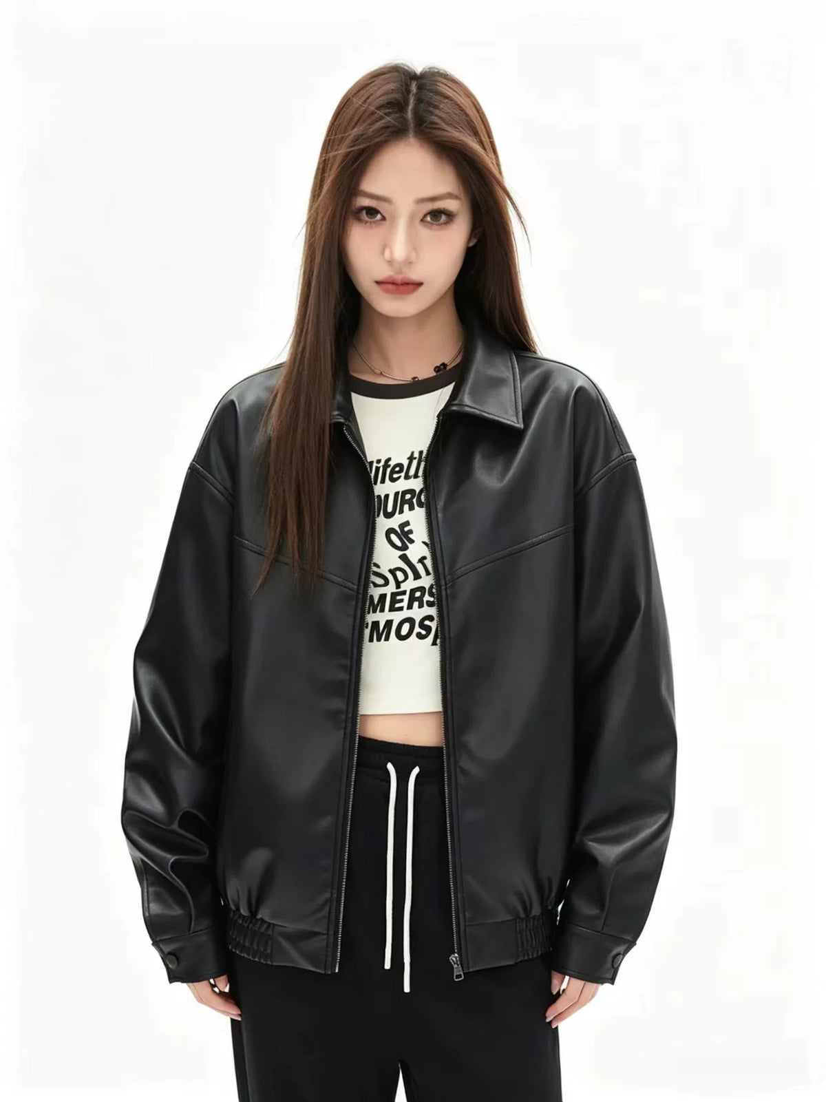 Zip-Up Leather Jacket