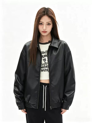 Zip-Up Leather Jacket