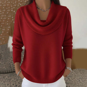 Elara Draped Collar Knit Sweater