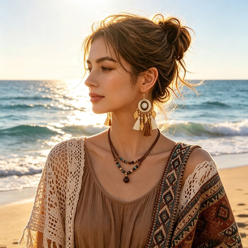 Bohemian Gold Tassel Earrings