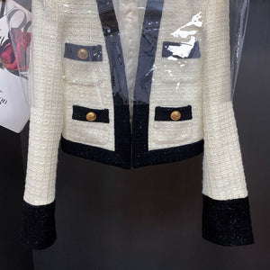 Contrast Trim Tweed Jacket and Pant