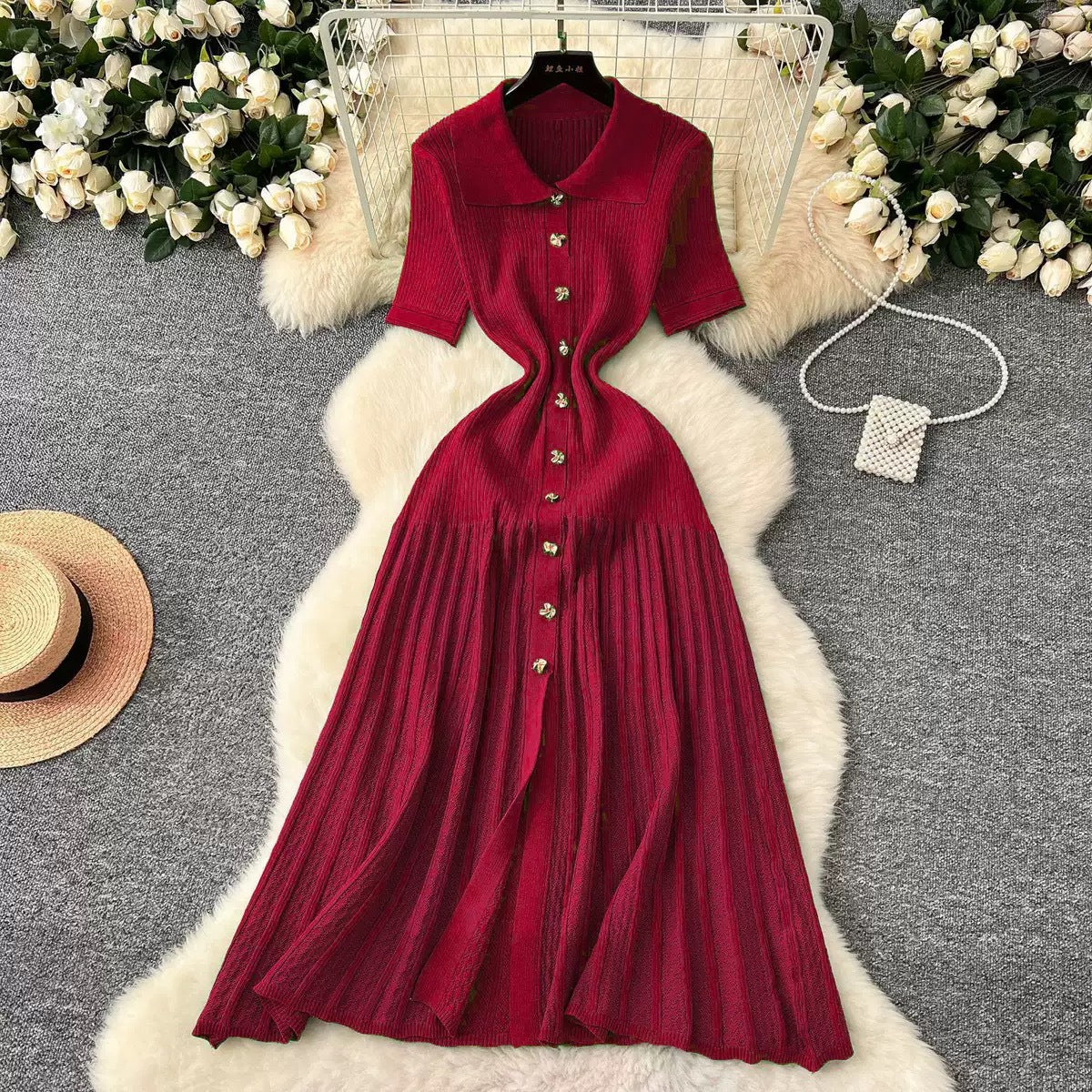 Luxe Polo Knit Sweater Dress
