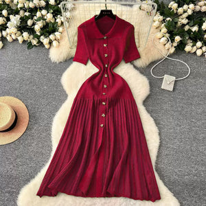 Luxe Polo Knit Sweater Dress