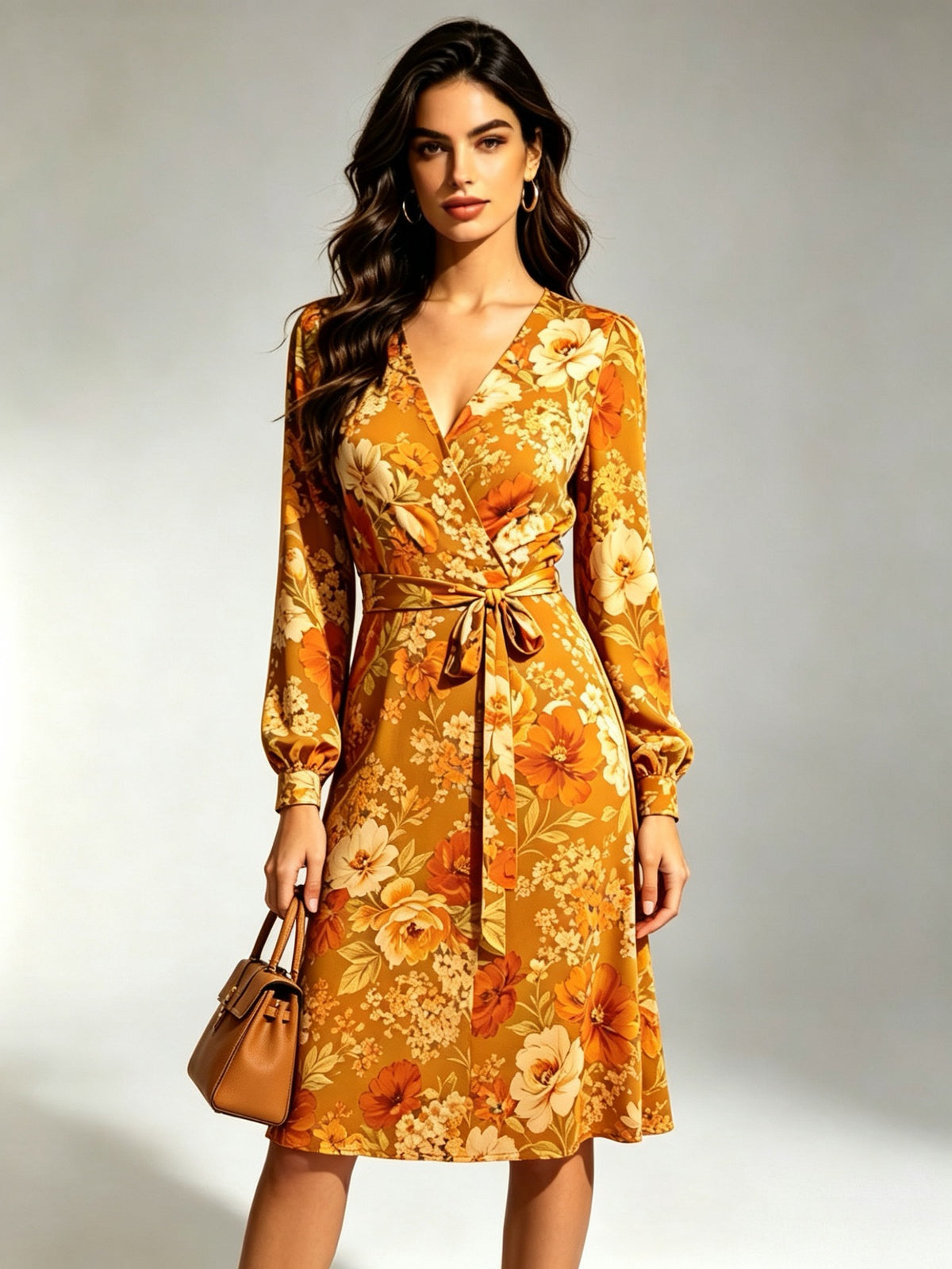 Autumn Bloom Wrap Dress