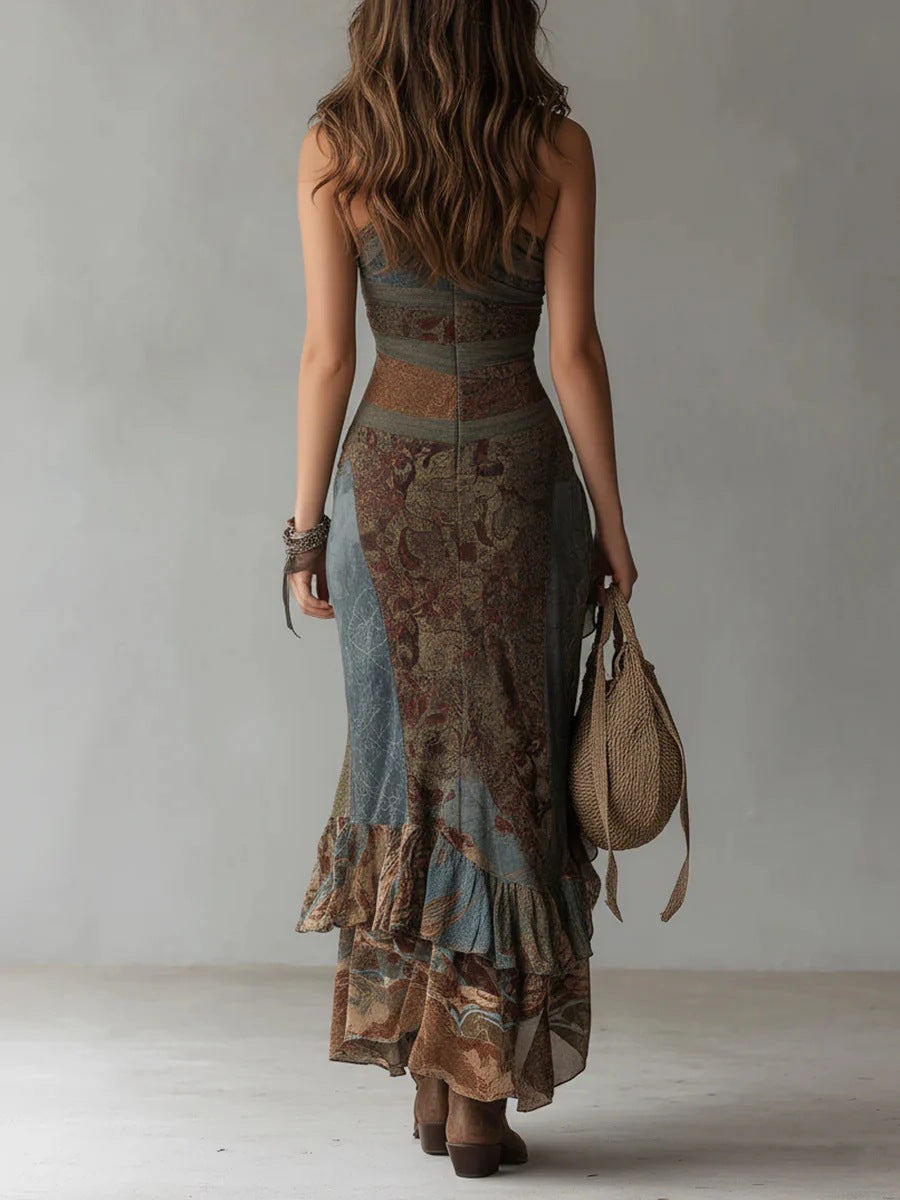 Retro Printed Maxi Dress
