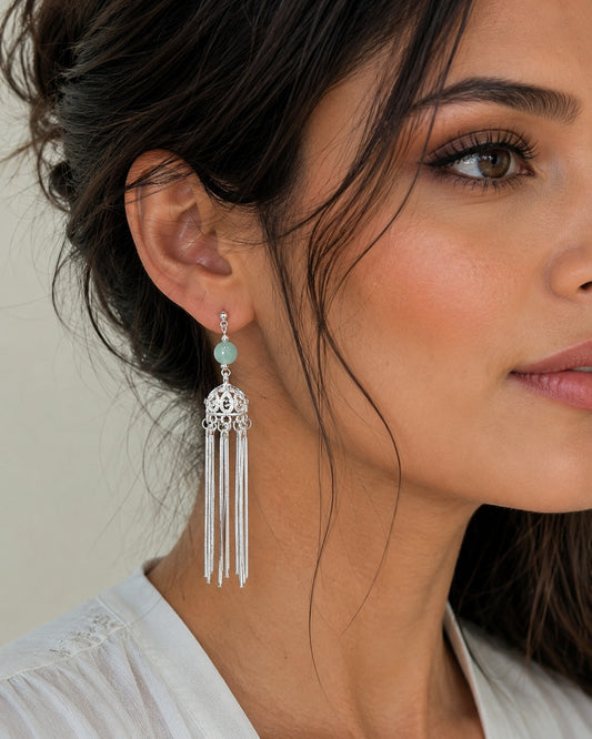 Jade Tassel Drop Earrings