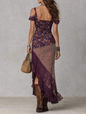 Midnight Bloom Patchwork Maxi Dress