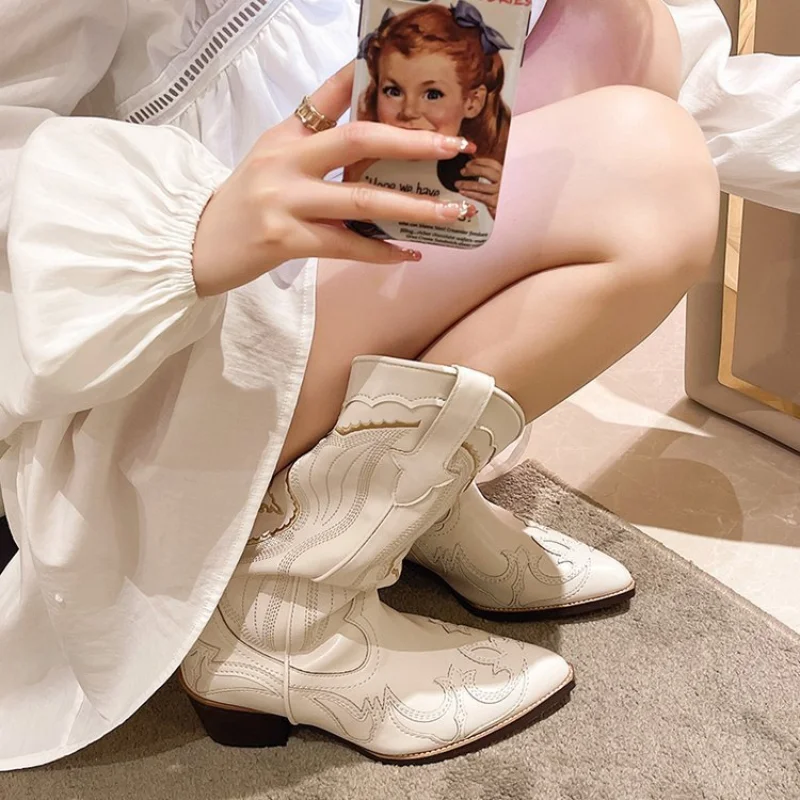 Ivory Western Boots