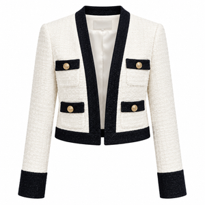 Contrast Trim Tweed Jacket and Pant