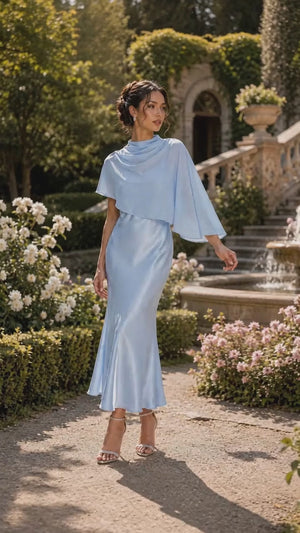 Grace Draped Cape Dress Set