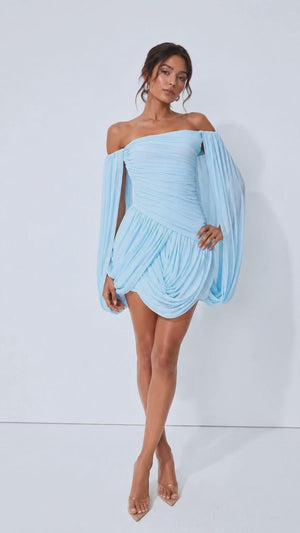 Off-Shoulder Ruched Mini Dress