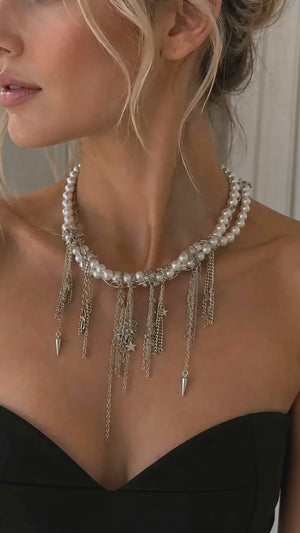Pearl Heart Tassel Necklace